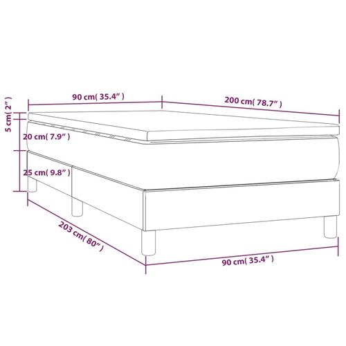 Kontinentalseng med madras 90x200 cm kunstlæder grå