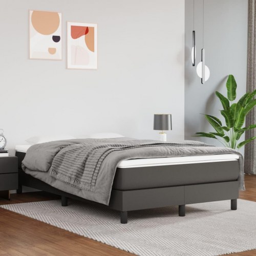 Kontinentalseng med madras 120x200 cm i kunstlæder - grå