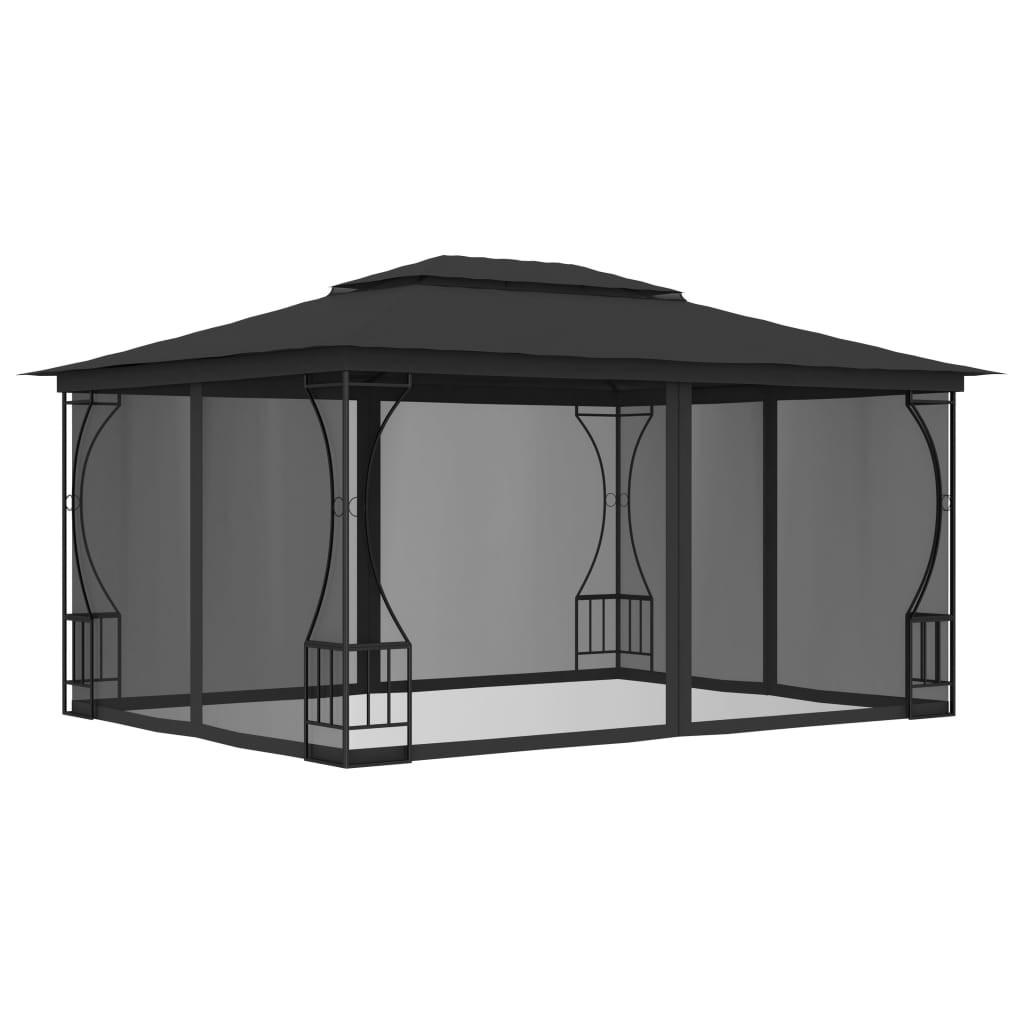 Pavillon med net 300x400x265 cm antracitgrå