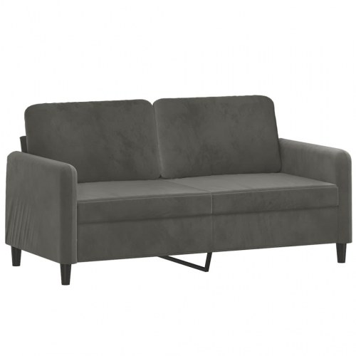 2-personers sofa med puder og hynder 140 cm velour mørkegrå