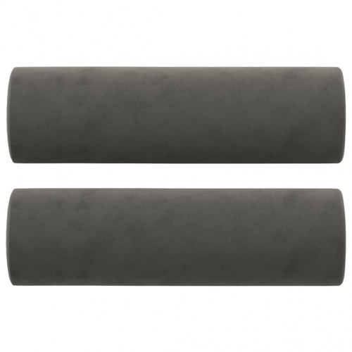 2-personers sofa med puder og hynder 140 cm velour mørkegrå