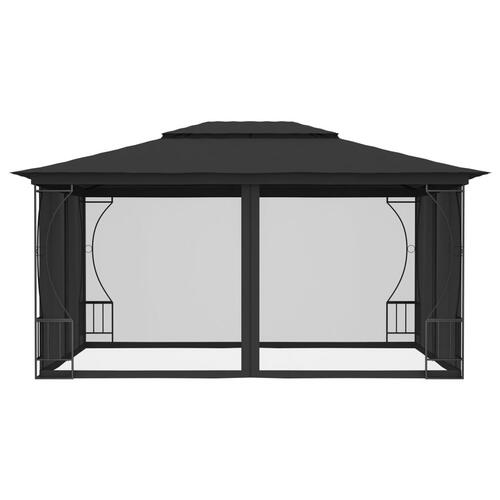 Pavillon med net 300x400x265 cm antracitgrå