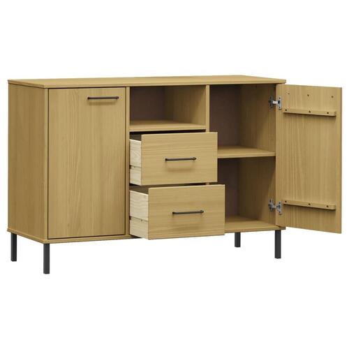 Skænk med metalben OSLO 113x40x77 cm massivt træ brun