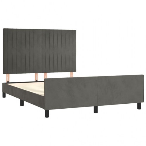 Sengeramme uden madras - mørkegrå fløjl 140 × 190 cm med justerbar sengegavl