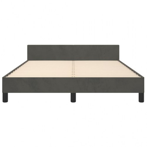 Sengeramme uden madras - mørkegrå fløjl 140 × 190 cm med justerbar sengegavl