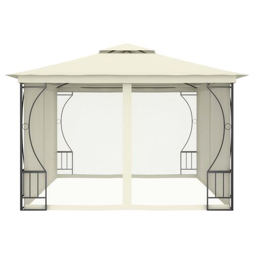 Pavillon med net 300x400x265 cm cremefarvet