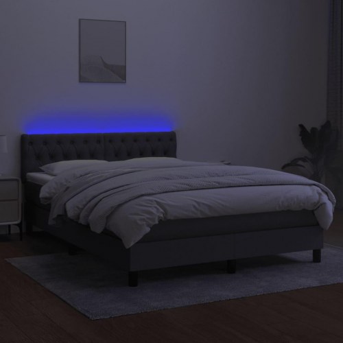 Kontinentalseng med LED-lys 140×200 cm - stof, mørkegrå