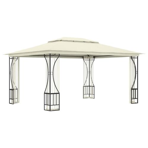 Pavillon med net 300x400x265 cm cremefarvet