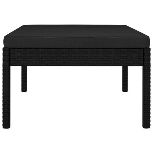 Haveloungesæt 3 dele med hynder polyrattan sort