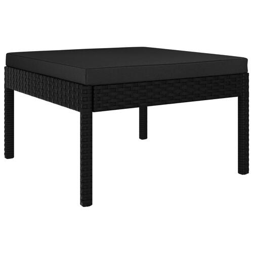 Haveloungesæt 3 dele med hynder polyrattan sort