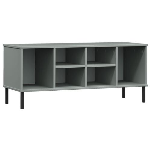 Skoreol med metalben OSLO 106x35x45 cm massivt træ grå