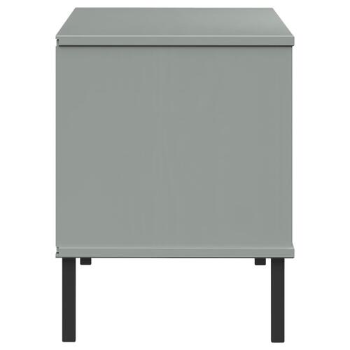 Skoreol med metalben OSLO 106x35x45 cm massivt træ grå