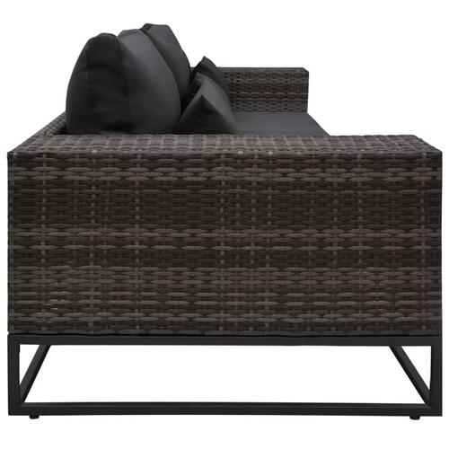 Havesofasæt 3 dele med hynder polyrattan grå