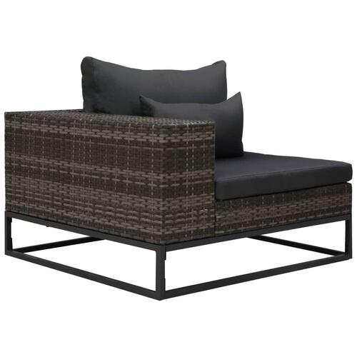 Havesofasæt 3 dele med hynder polyrattan grå