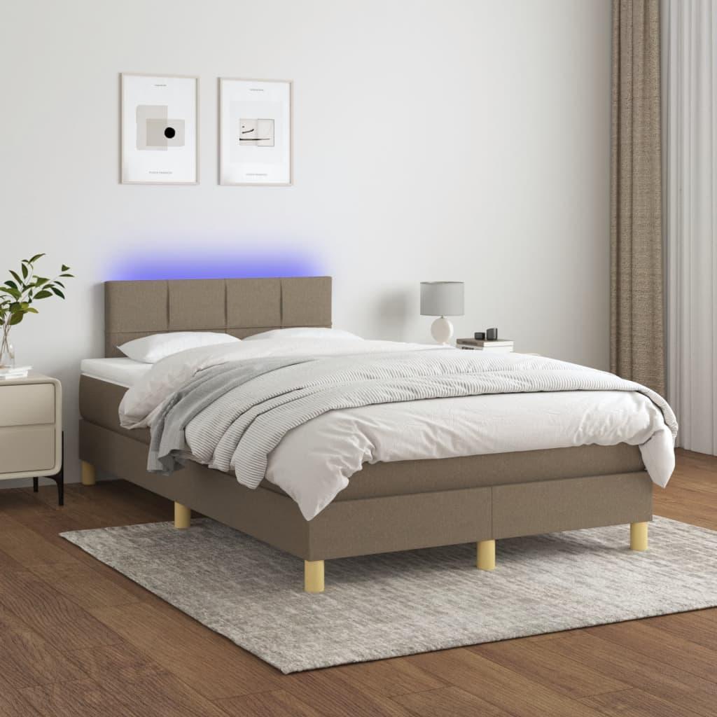 Kontinentalseng med LED-lys 120×200 cm - stof gråbrun billede