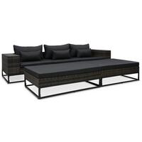 Havesofasæt 5 dele med hynder polyrattan grå