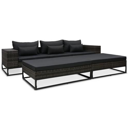 Havesofasæt 5 dele med hynder polyrattan grå