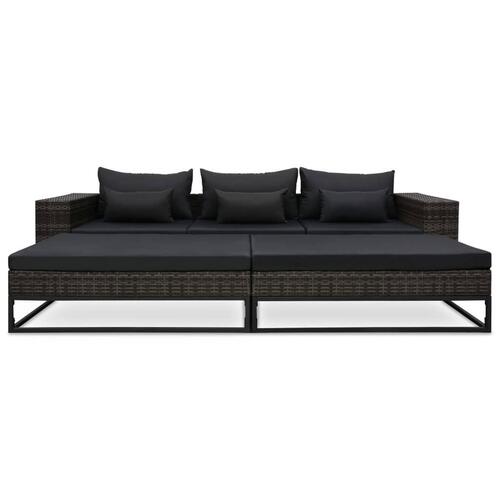 Havesofasæt 5 dele med hynder polyrattan grå