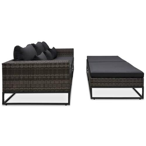 Havesofasæt 5 dele med hynder polyrattan grå
