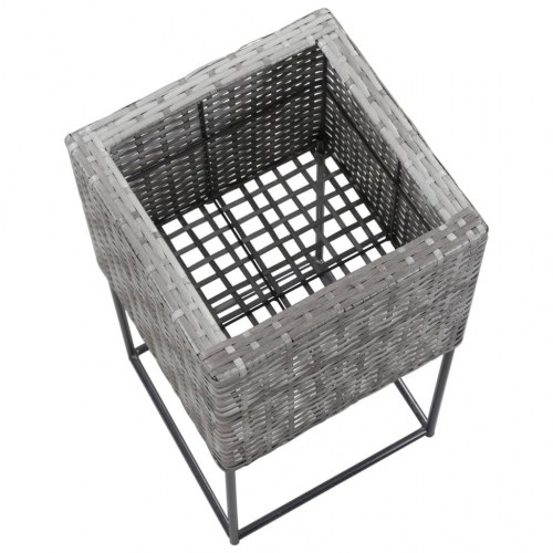 Forhøjede plantekrukker 3 stk. polyrattan grå
