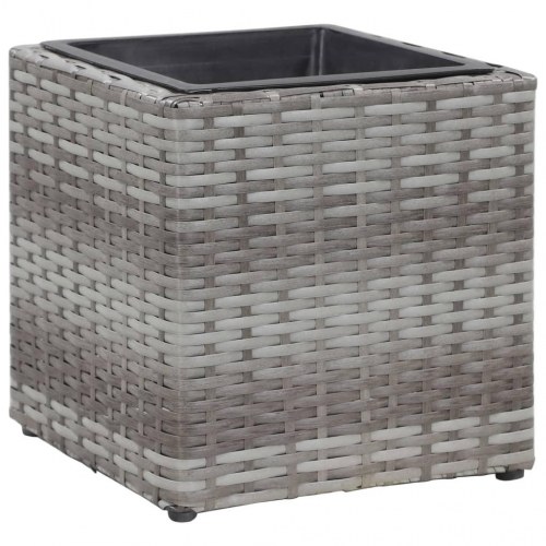 Forhøjede plantekrukker 3 stk. polyrattan grå