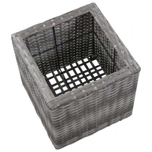 Forhøjede plantekrukker 3 stk. polyrattan grå