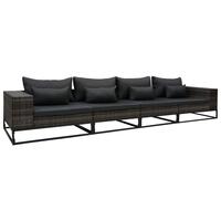 Havesofasæt 4 dele med hynder polyrattan grå