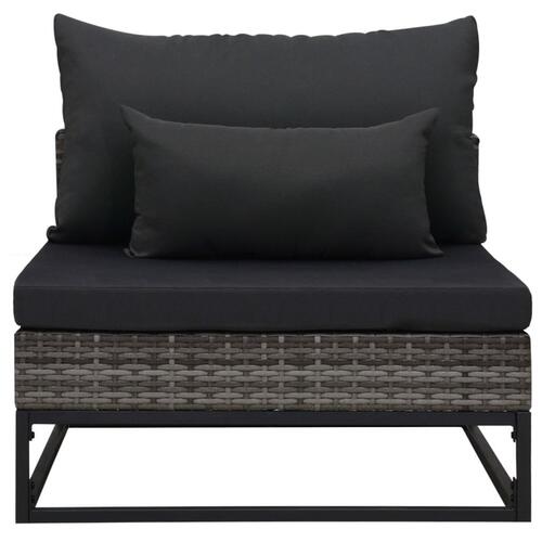 Havesofasæt 4 dele med hynder polyrattan grå