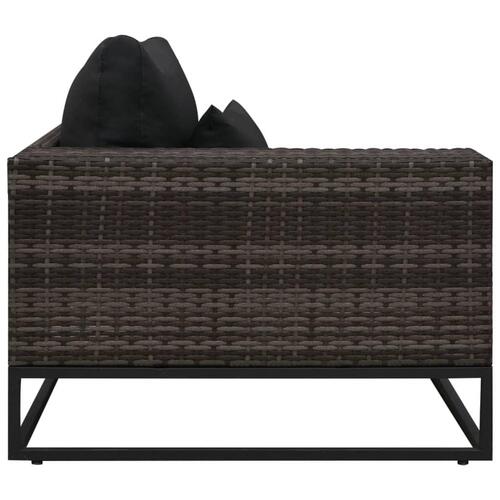 Havesofasæt 4 dele med hynder polyrattan grå