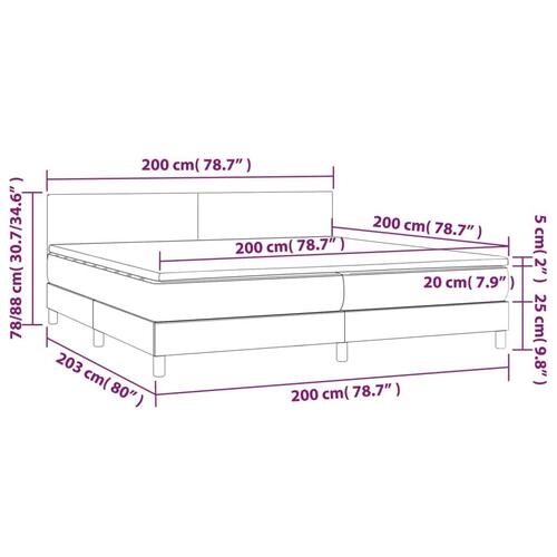 Kontinentalseng med LED-lys 200x200 cm fløjl sort