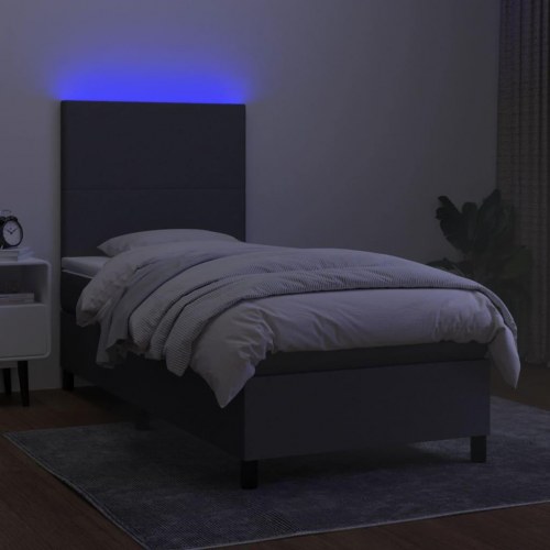 Kontinentalseng med LED-lys 80×200 cm - stof, mørkegrå