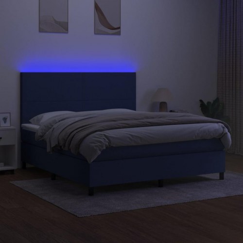 Kontinentalseng med LED-lys 180 × 200 cm - blå stof