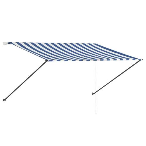 Foldemarkise med LED 300x150 cm blå og hvid