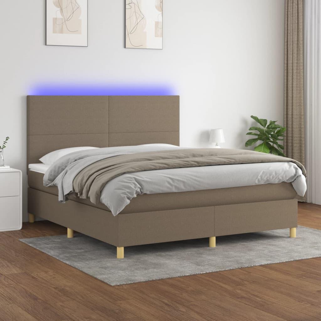 Kontinentalseng Med Led-Lys Stof Gråbrun - Med ensartet mønster / 160 x 200 cm