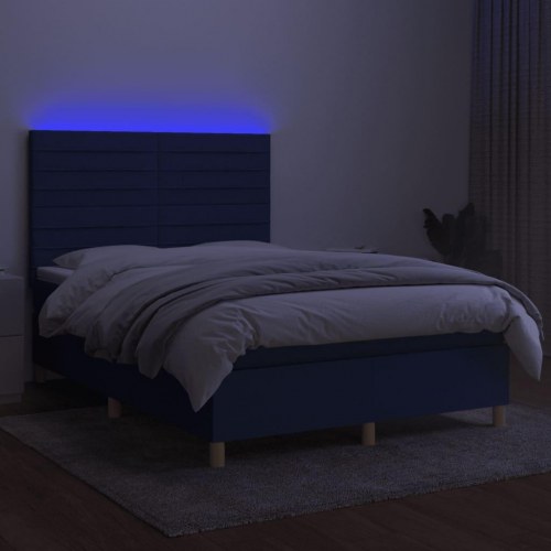 Kontinentalseng med LED-lys 140×190 cm - stof, blå
