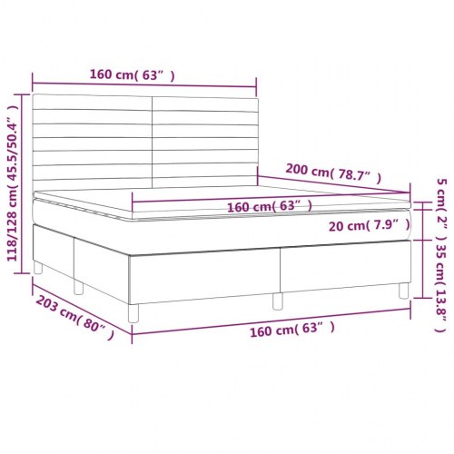 Kontinentalseng med LED-lys 160×200 cm - stof, blå