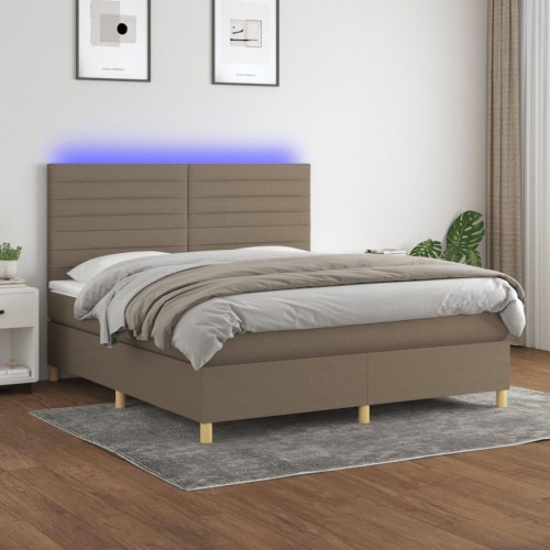 Kontinentalseng med LED-lys 180×200 cm - stof gråbrun