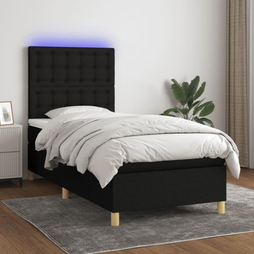 Kontinentalseng med LED-lys 80×200 cm - stof, sort