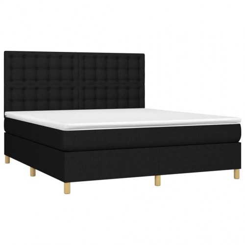 Kontinentalseng med LED-lys 180×200 cm - stof, sort