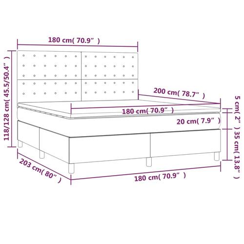 Kontinentalseng med LED-lys 180x200 cm stof sort