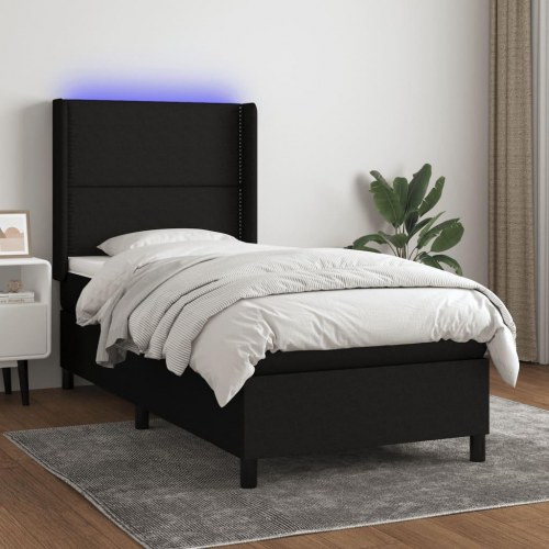 Kontinentalseng med LED-lys 100x200 cm - stof, sort