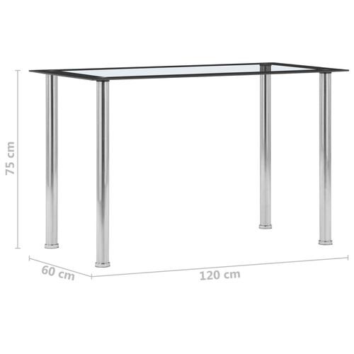 Spisebord 120x60x75 cm hærdet glas sort og gennemsigtig
