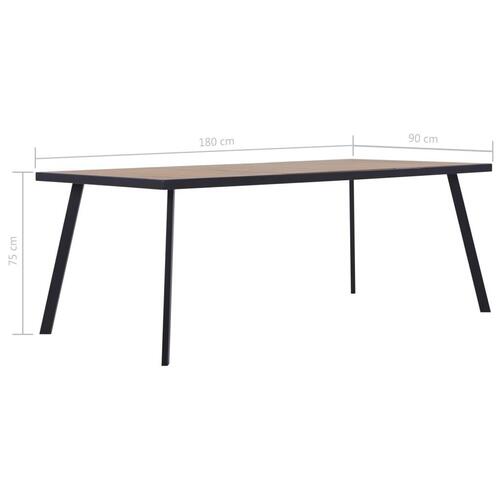 Spisebord 180x90x75 cm MDF lyst træ og sort