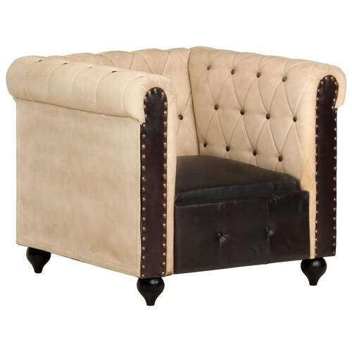Chesterfieldsofa ægte læder brun