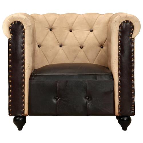 Chesterfieldsofa ægte læder brun