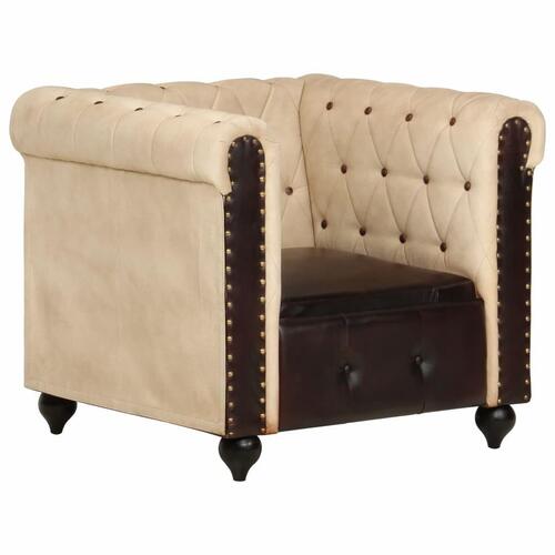 Chesterfieldsofa ægte læder brun