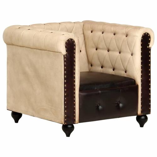 Chesterfieldsofa ægte læder brun