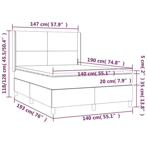 Kontinentalseng med LED-lys 140x190 cm stof blå