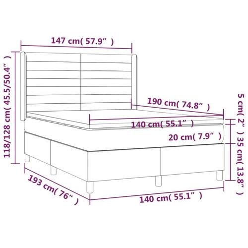 Kontinentalseng med LED-lys 140x190 cm stof sort