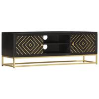 Tv-skab 120x30x40 cm massivt mangotræ sort og guldfarvet